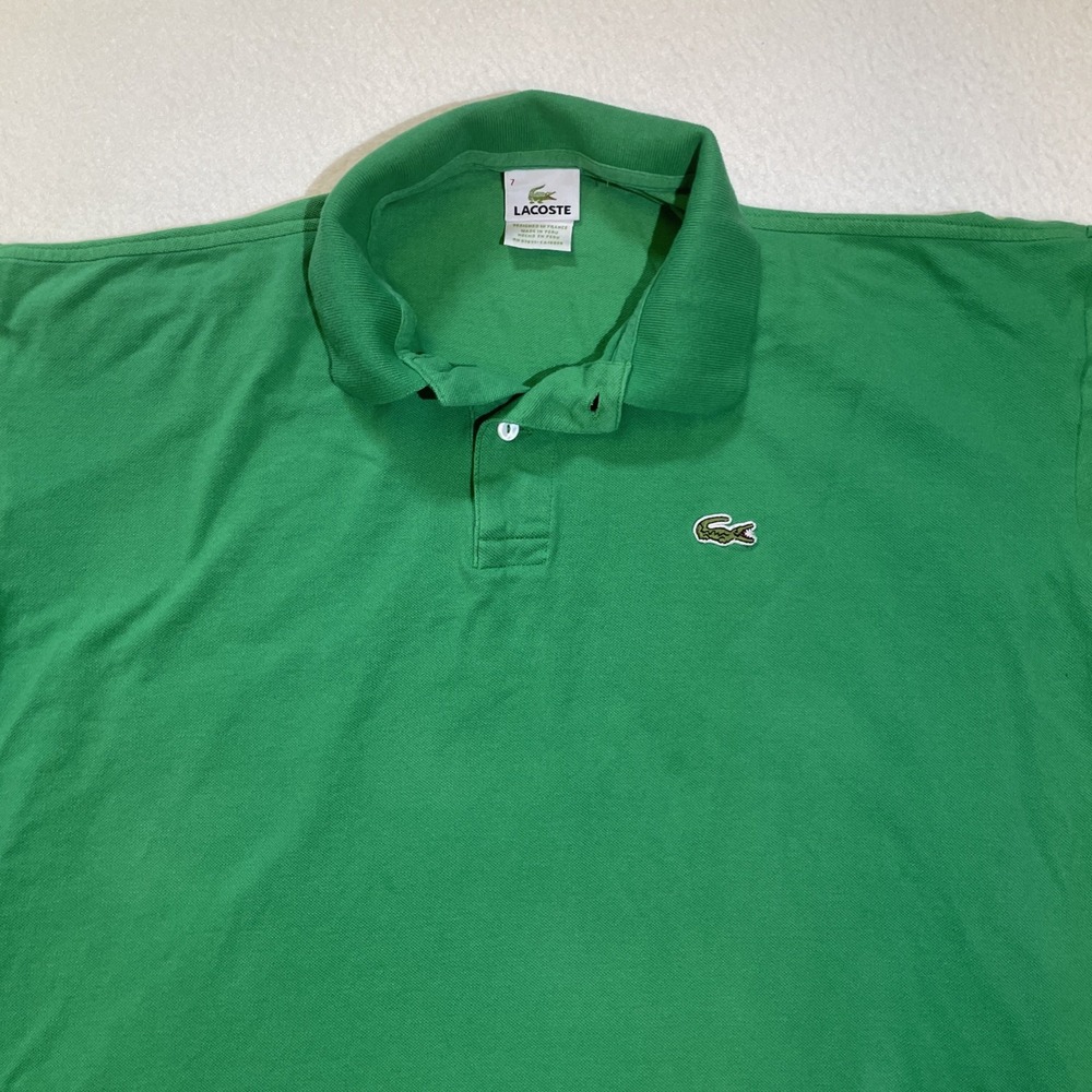 Lacoste Polo Shirt Green Alligator Logo France Mens Size‎ 7 Preppy Retro Golf - Picture 2 of 7